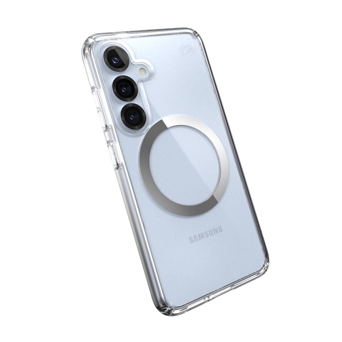 Speck Electronics Accessories Speck Presidio Perfect Clear Magnet Case for Samsung Galaxy S25 – Clear & Chrome