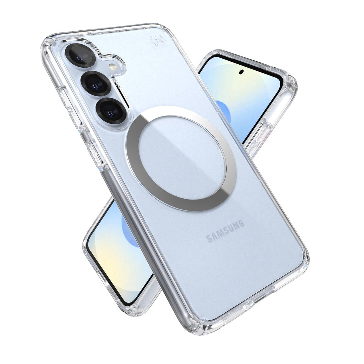 Speck Electronics Accessories Speck Presidio Perfect Clear Magnet Case for Samsung Galaxy S25 – Clear & Chrome