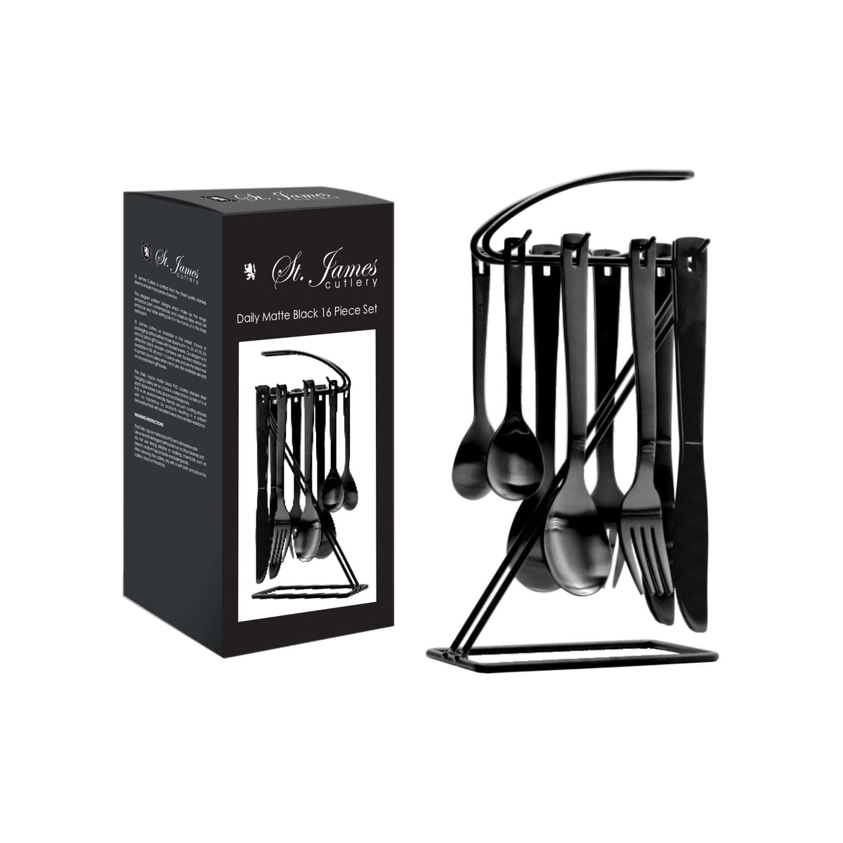 St. James CUTLERY St. James Daily Matte Black Hanging Cutlery Set 16 Piece (6719708463193)