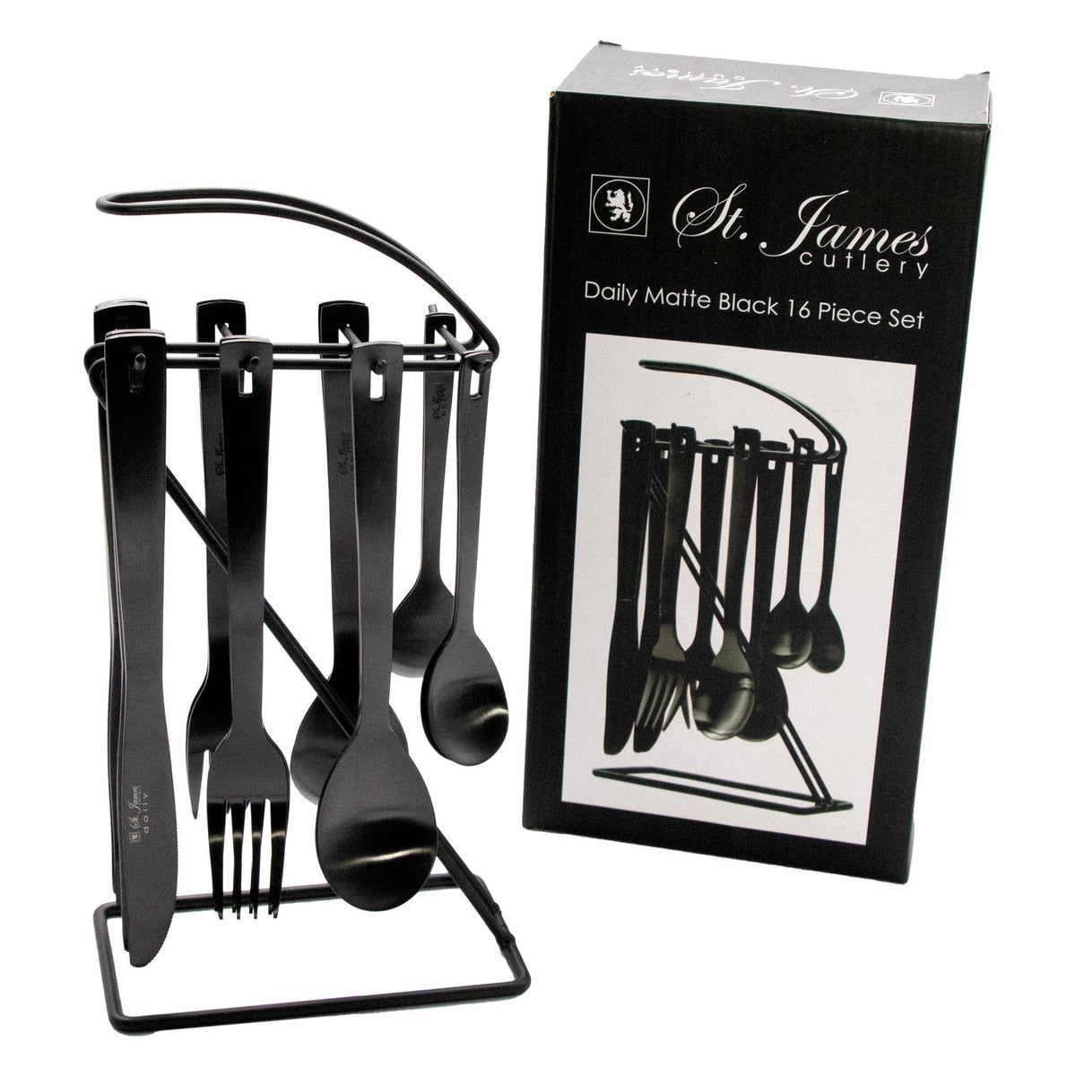 St. James CUTLERY St. James Daily Matte Black Hanging Cutlery Set 16 Piece 75157 (6719708463193)
