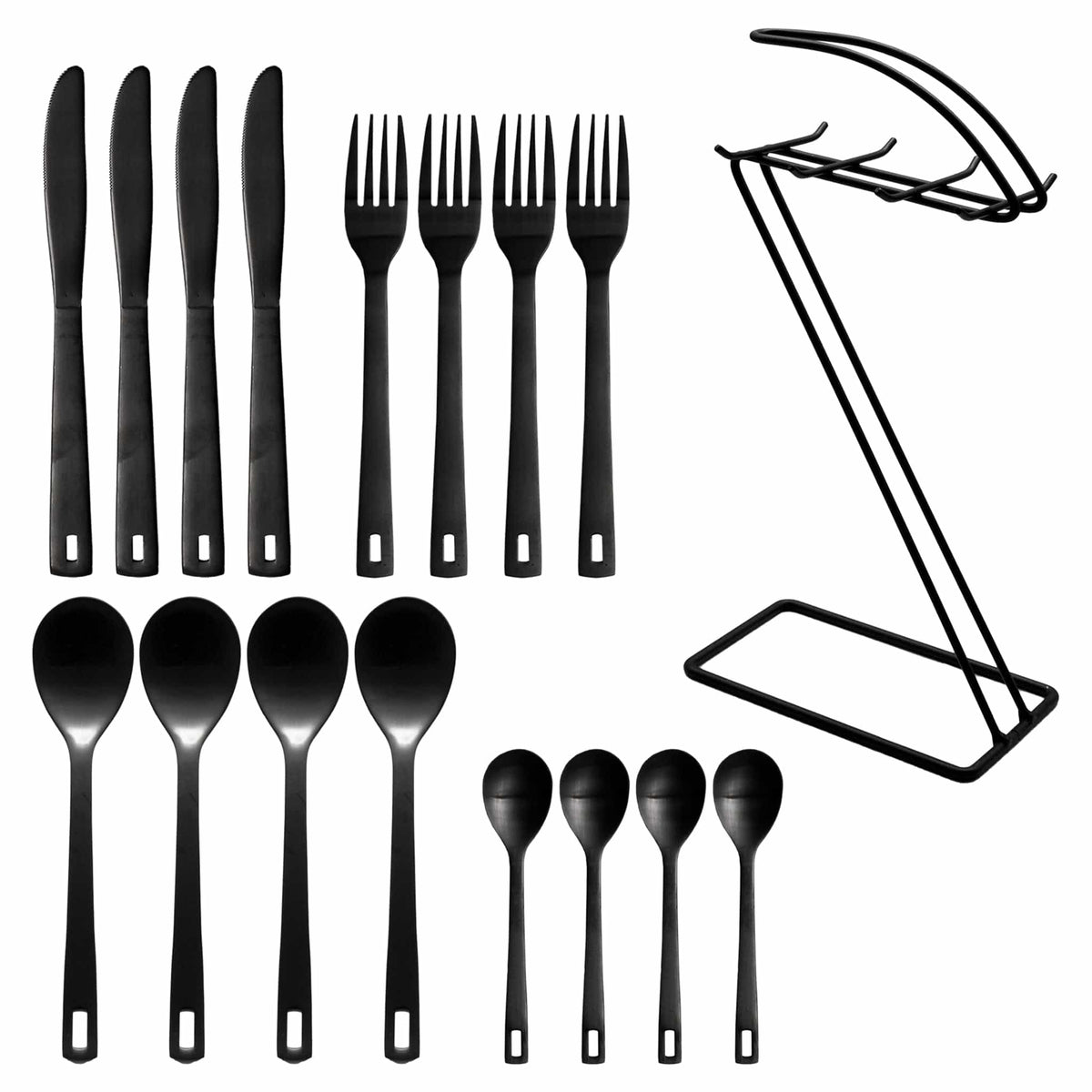 St. James CUTLERY St. James Daily Matte Black Hanging Cutlery Set 16 Piece 75157 (6719708463193)