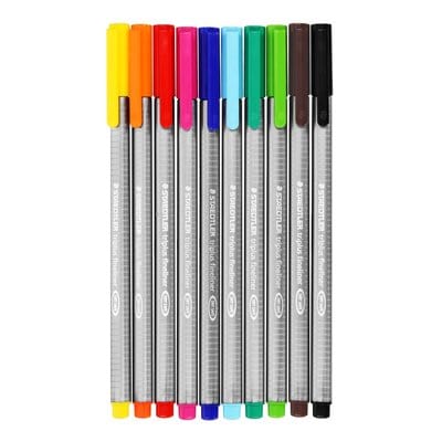 Staedtler School Stationery Staedtler Triplus Fineliners - Assorted Colours - Polybag of 10 (7397154357337)
