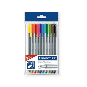 Staedtler School Stationery Staedtler Triplus Fineliners Assorted Colours Polybag of 10 (7397154357337)