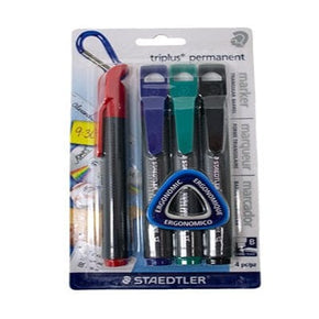 Staedtler Tech & Office Staedtler Triplus Permanent Marker Chisle Tip 4Pack Assorted (7409436262489)