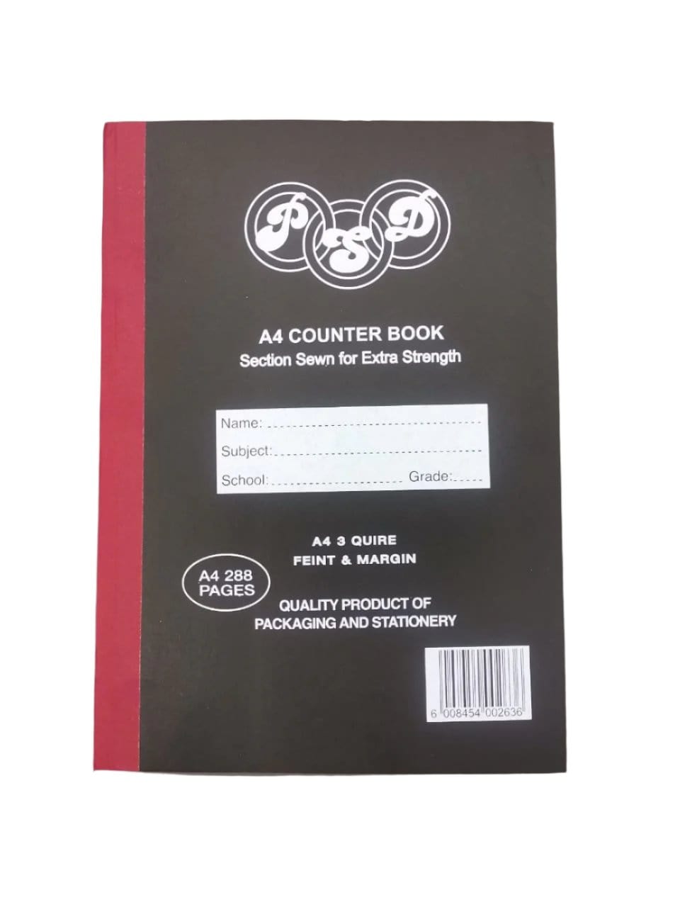 Stationary Tech & Office PSD 288 Page A4 3 Quire Feint & Margin Counter Book (4384964542553)