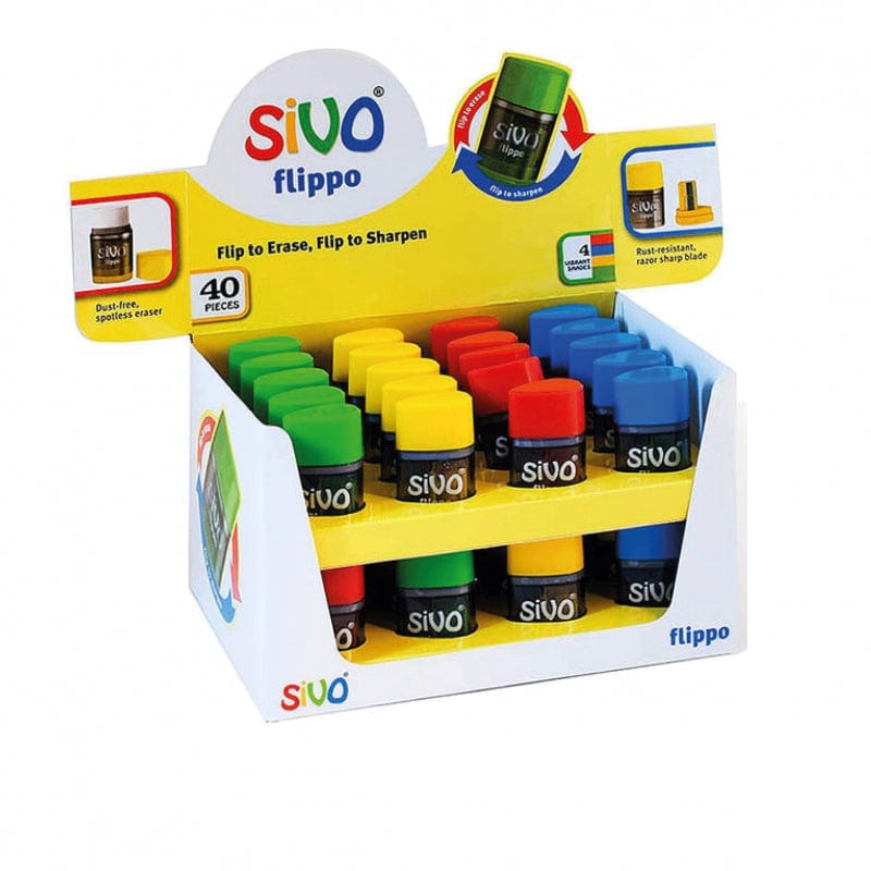 Stationary Tech & Office Sivo Flippo Sharpener 1 Hole & Erase Canister Wave