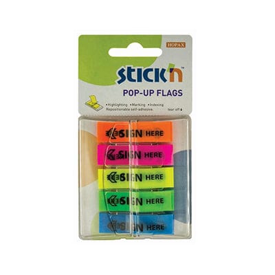 Stickn Pop-Up Flags 5 Color Sign Here for Sale - ️View Prices Online
