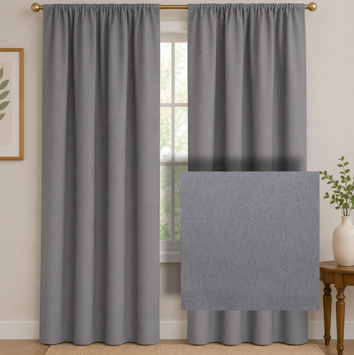100% Blockout Smooth Curtain Fabric Steel 300 cm.