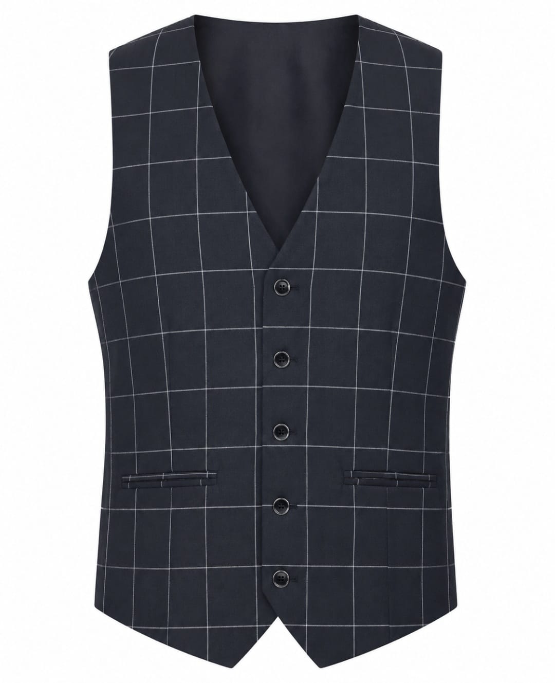 Stefano R 3 piece suits Stefano Men’s Black Windowpane 3-Piece Suit