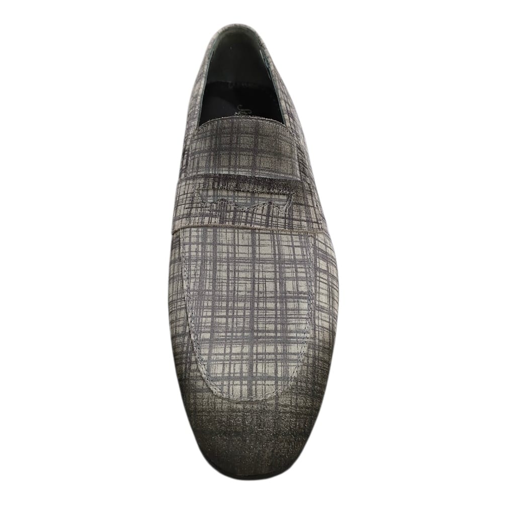 Stefano R Casual Shoes Stefano R Men's Grey Stripe Suede Penny Loafers – 1012-52-00
