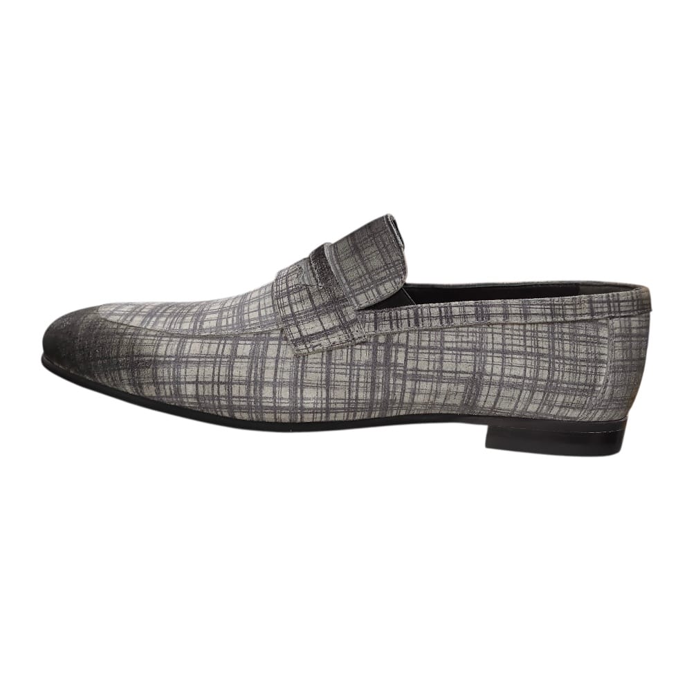 Stefano R Casual Shoes Stefano R Men's Grey Stripe Suede Penny Loafers – 1012-52-00