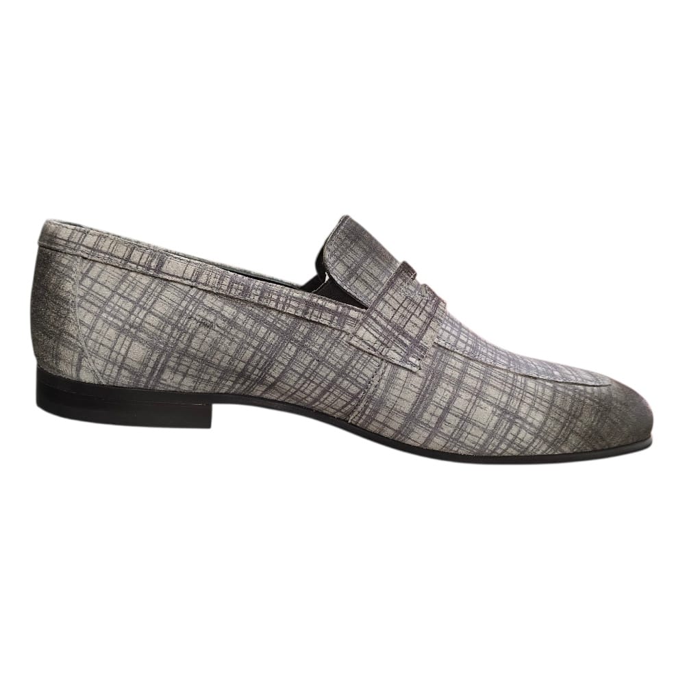Stefano R Casual Shoes Stefano R Men's Grey Stripe Suede Penny Loafers – 1012-52-00