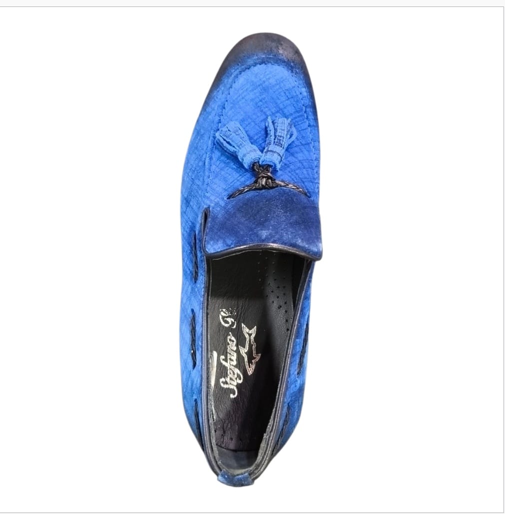 Stefano R Casual Shoes Stefano R Men's Royal Blue Suede Tassel Loafers – X-308