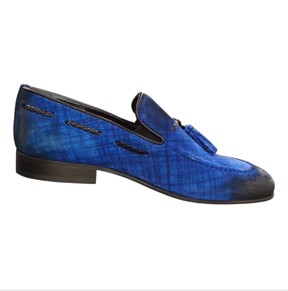 Stefano R Casual Shoes Stefano R Men's Royal Blue Suede Tassel Loafers – X-308