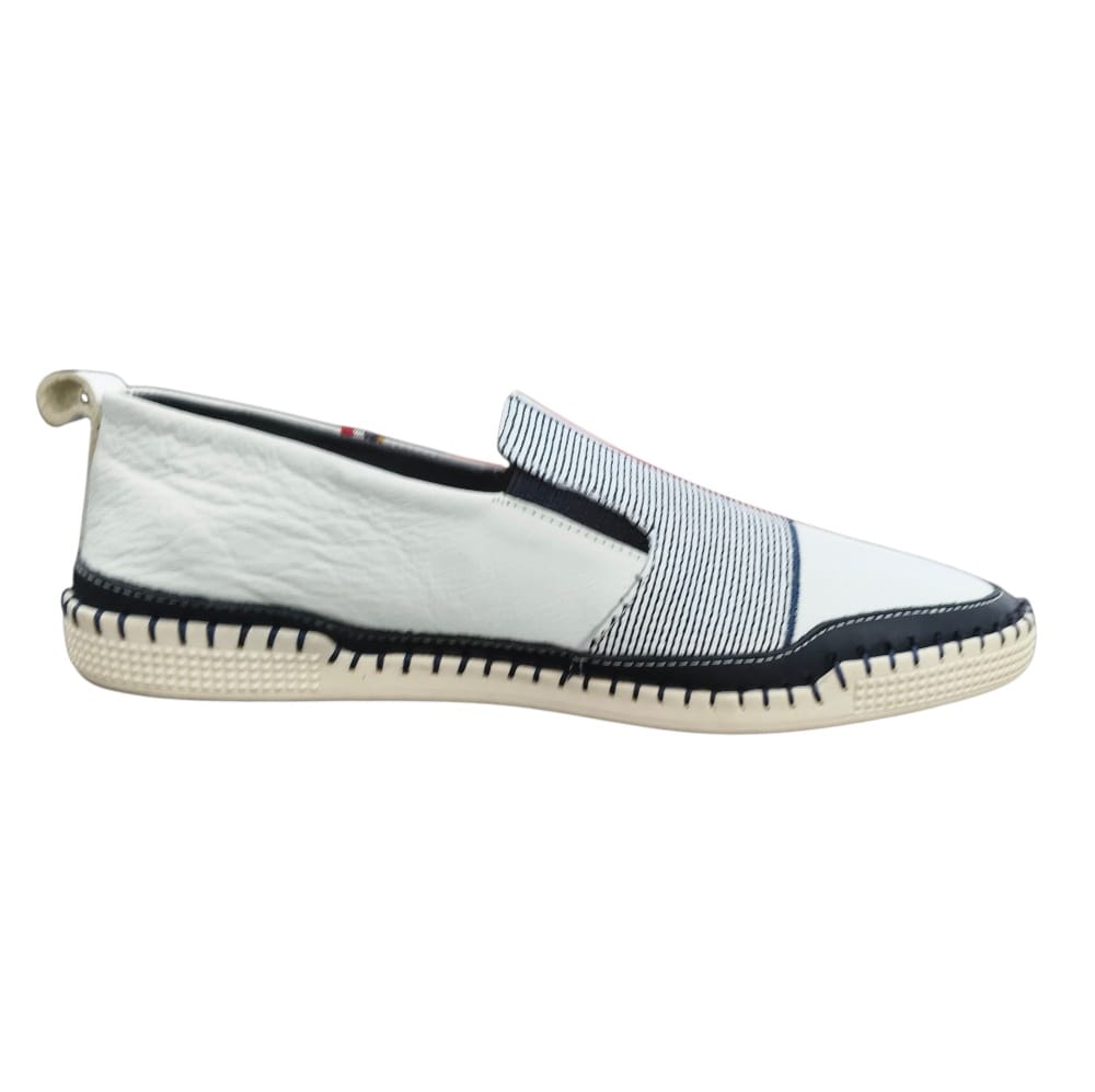Stefano R Casual Shoes Stefano R Men's White & Navy Leather Slip-On Casual Shoes – 15530-00