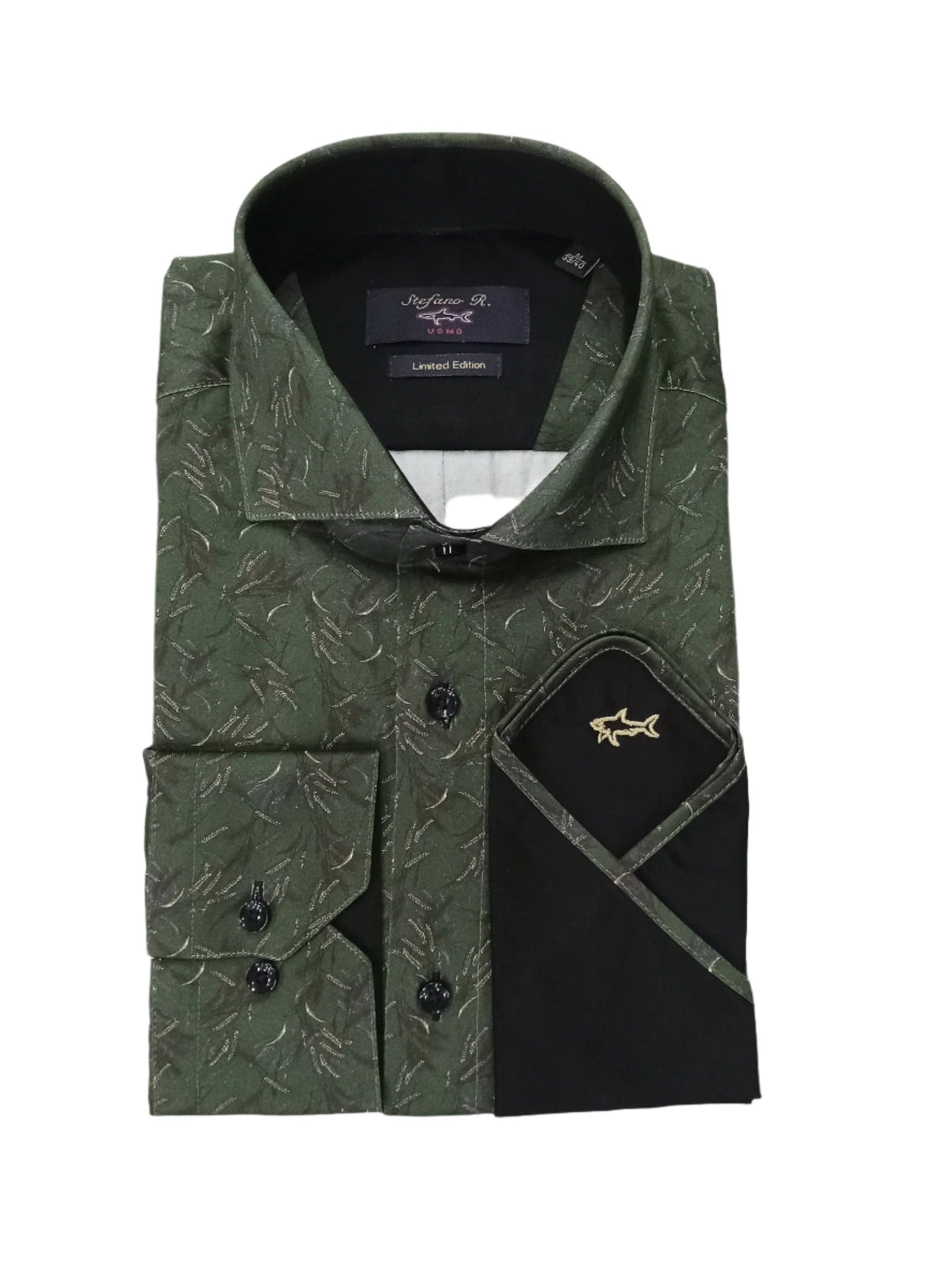 Stefano R Shirts Stefano R Men's Formal Shirt Floral Green