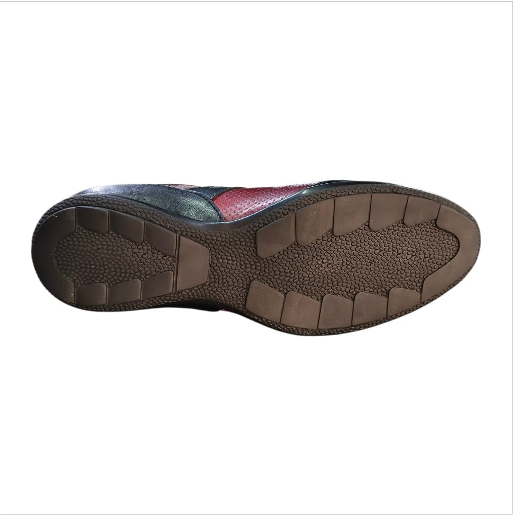 Stefano R Sneakers Stefano R Men's Black & Red Leather Sneakers with Perforated Panels – A1720-14