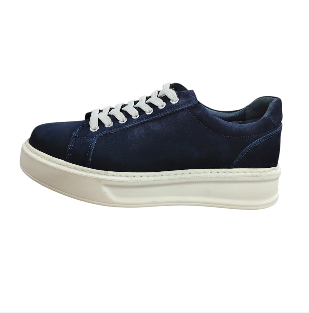 Stefano R Sneakers Stefano R Men's Navy Suede Leather Platform Sneakers