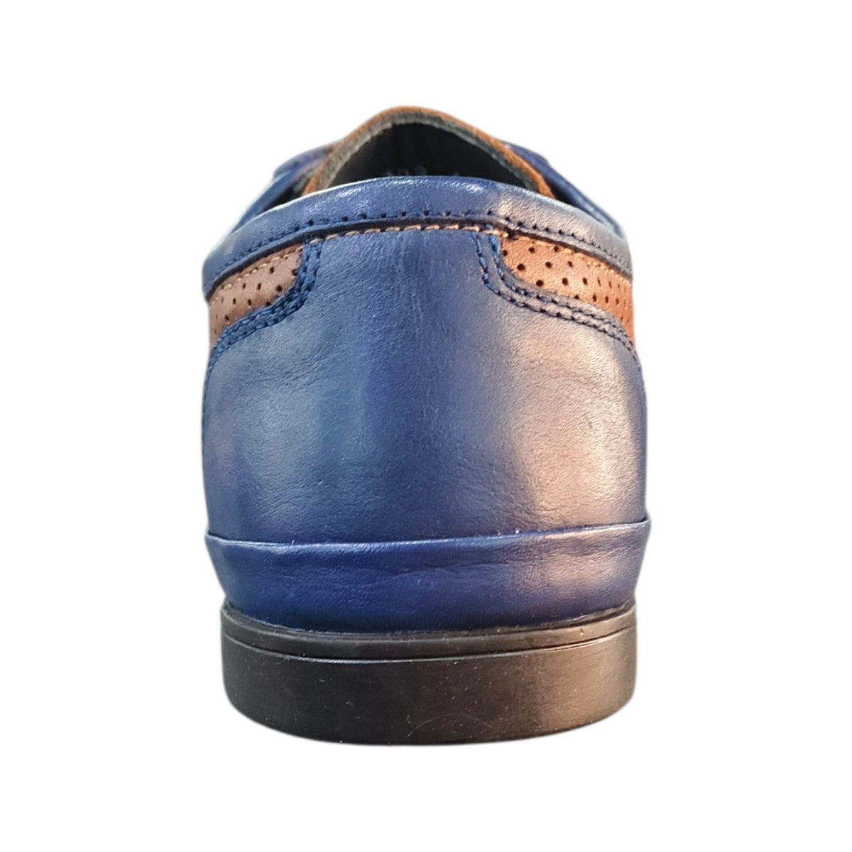 Stefano R Sneakers Stefano R Men's Perforated Leather Casual Sneakers Tan/Navy A1720-21