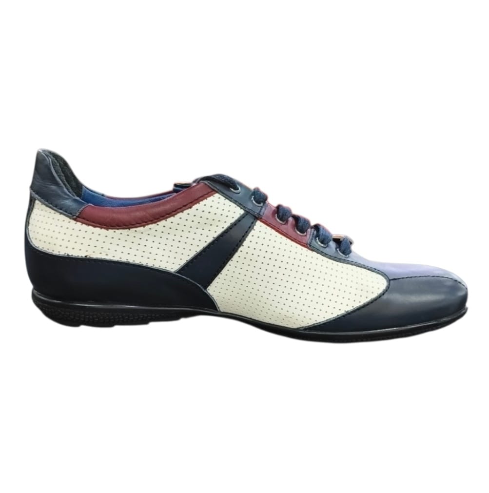 Stefano R Sneakers UK 8 Stefano R Men's Dark Blue & White Leather Sneakers – A1720-14
