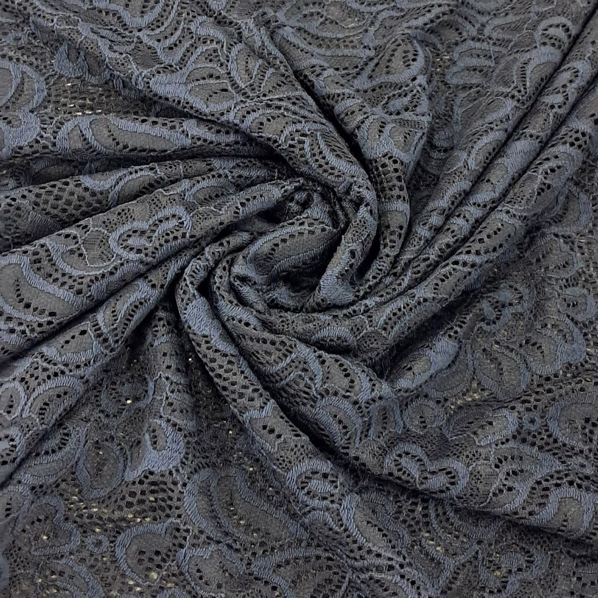 STRETCH LACE Dress Fabric Navy Stretch Lace 150cm (7817888268377)