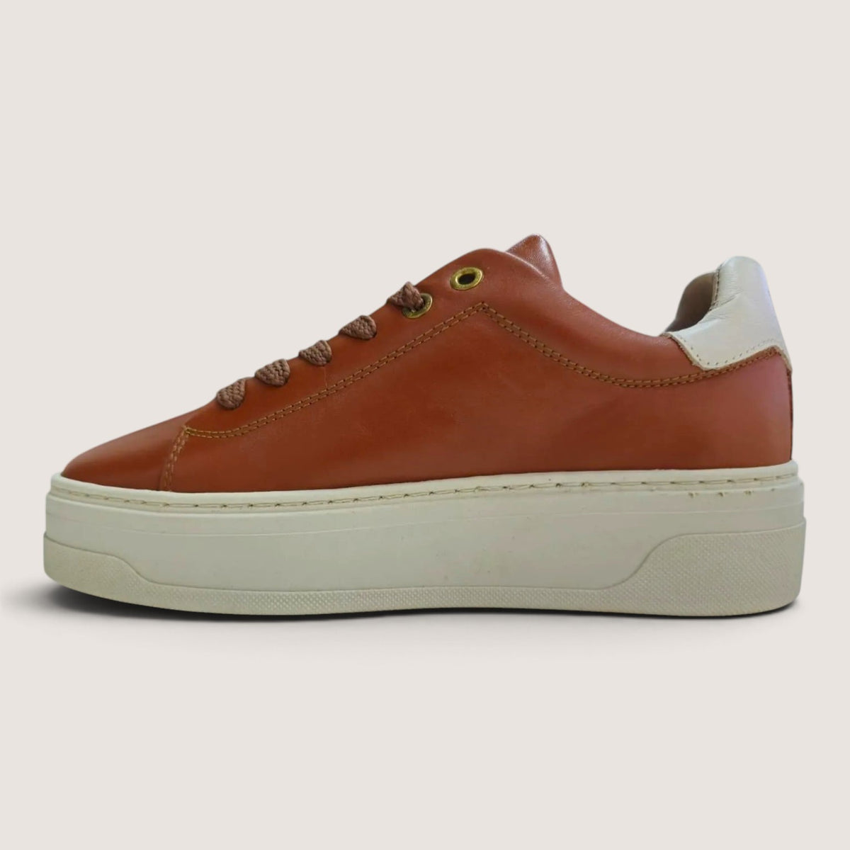 Polo Ladies Leather Platform Sneakers -Tan 0069405