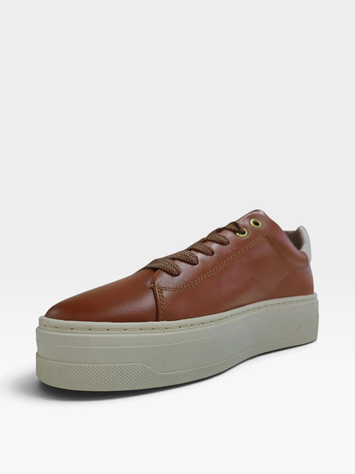 Polo Ladies Leather Platform Sneakers -Tan 0069405