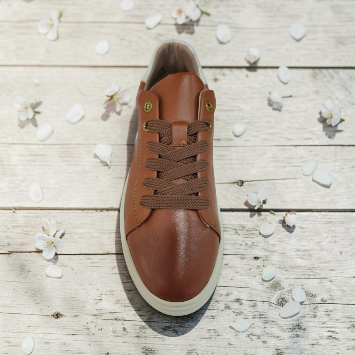 Polo Ladies Leather Platform Sneakers -Tan 0069405