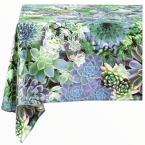 Tablecloth Floral Succulents Blue 150 cm x 300 cm