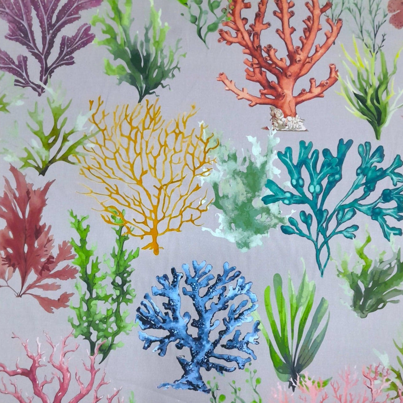 Sugar Textiles PRINTED FABRIC Linen Fabric Printed Coral / Seaweed 140 cm