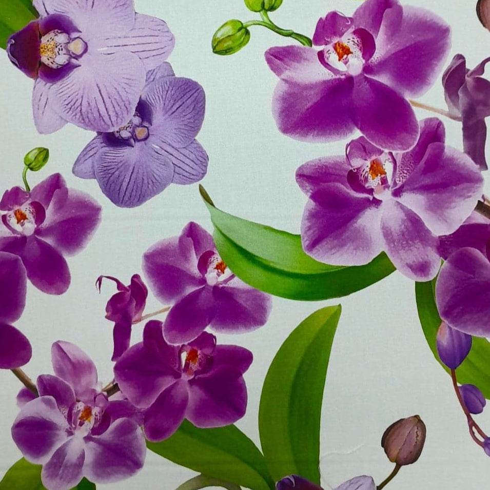 Sugar Textiles Printed Fabric Linen Fabric Printed Orchid Floral 140 cm