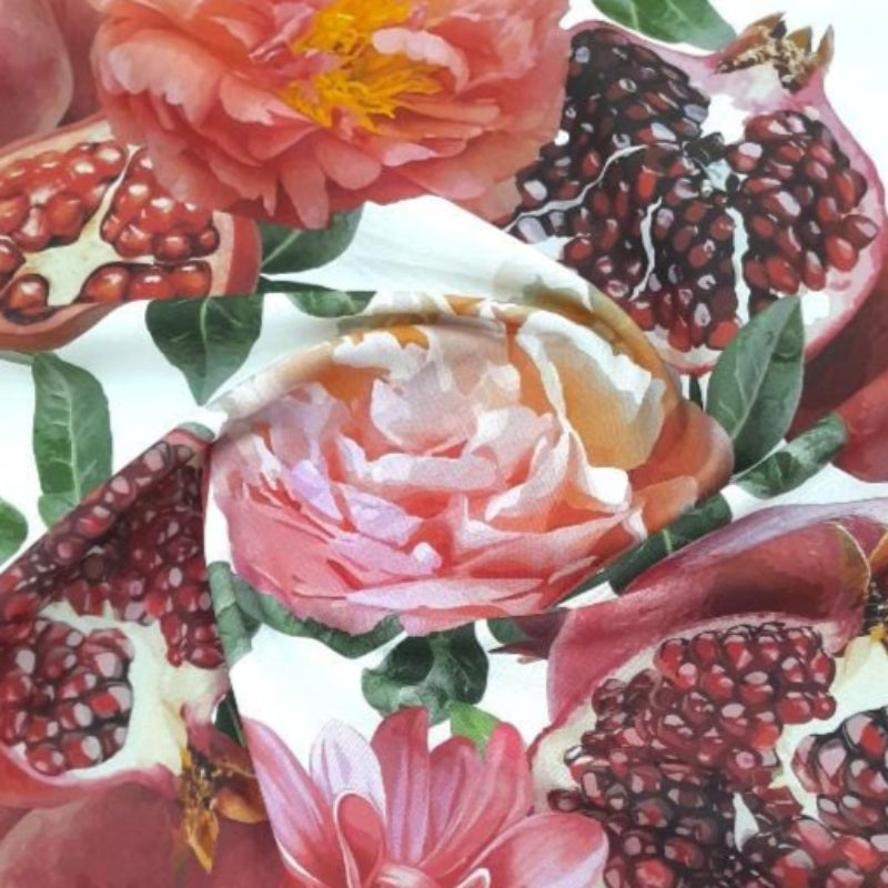 Sugar Textiles PRINTED FABRIC Printed Cotton Pomegranates White 140 cm (7809446019161)
