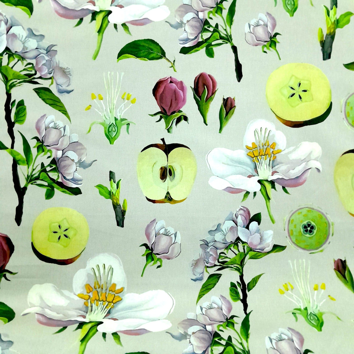 Sugar Textiles Tabling Fabric 100% Cotton Printed Fabric Apples Linen 140 cm