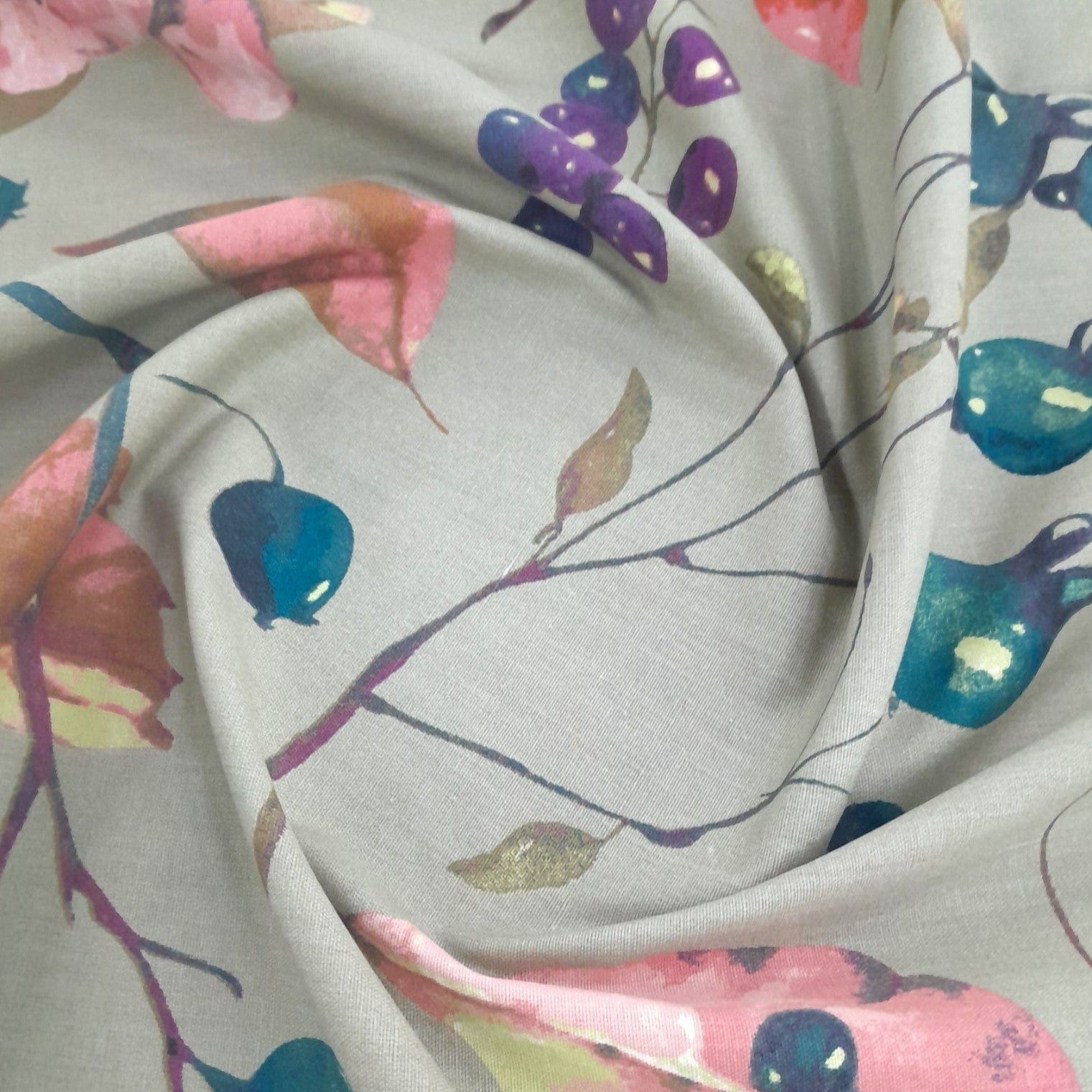 Sugarteks Curtain Fabrics Fabric Printed Cotton Canvas Floral Curtaining 280 cm