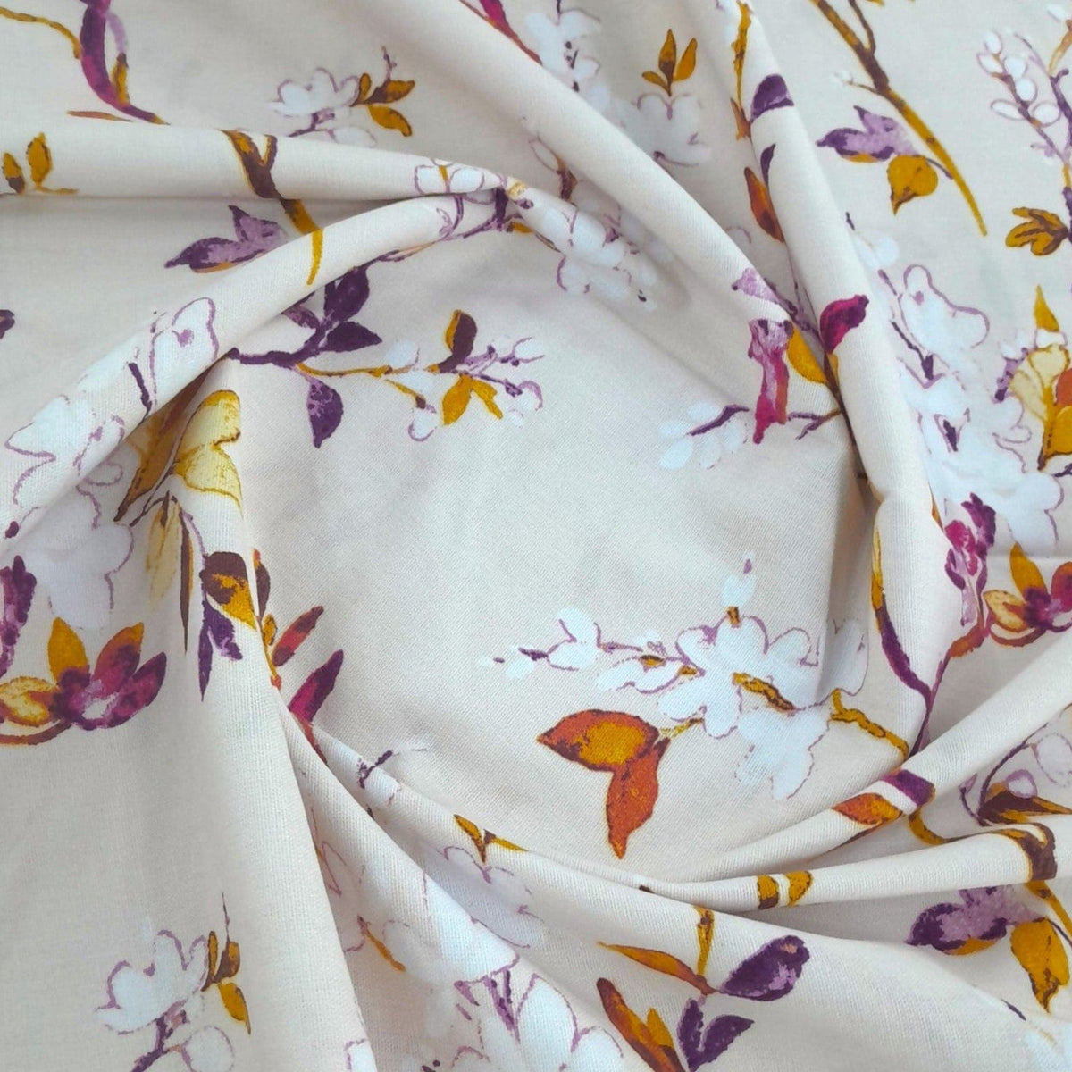 Sugarteks Curtain Fabrics Fabric Printed Cotton Canvas Floral Curtaining 280 cm