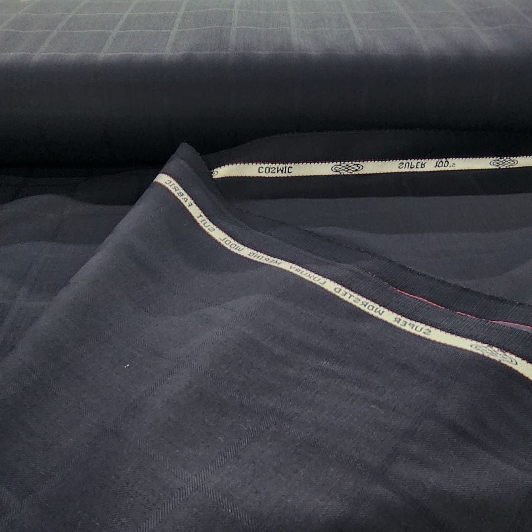SUITING Dress Fabrics Check Suiting Fabric Dark Navy 150 cm (7498229547097)