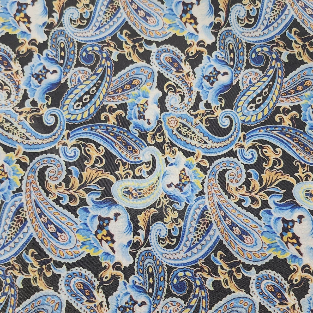 SUITING Dress Fabrics Silky Satin Suit Lining Blue Paisley Fabric 150cm (7483892891737)