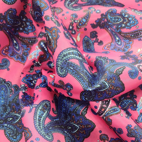 SUITING Dress Fabrics Silky Satin Suit Lining Pink Paisley Fabric 150cm (7483896168537)