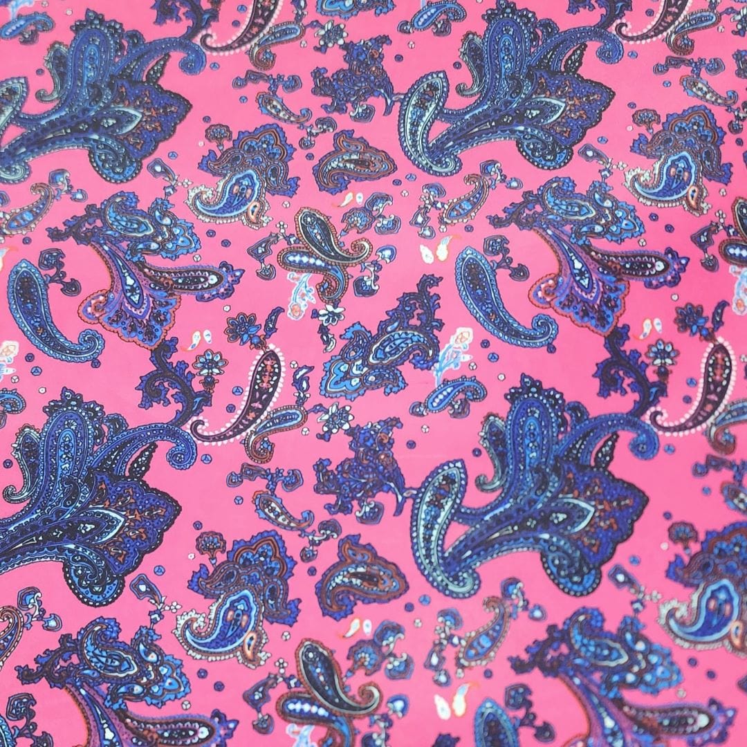 SUITING Dress Fabrics Silky Satin Suit Lining Pink Paisley Fabric 150cm (7483896168537)