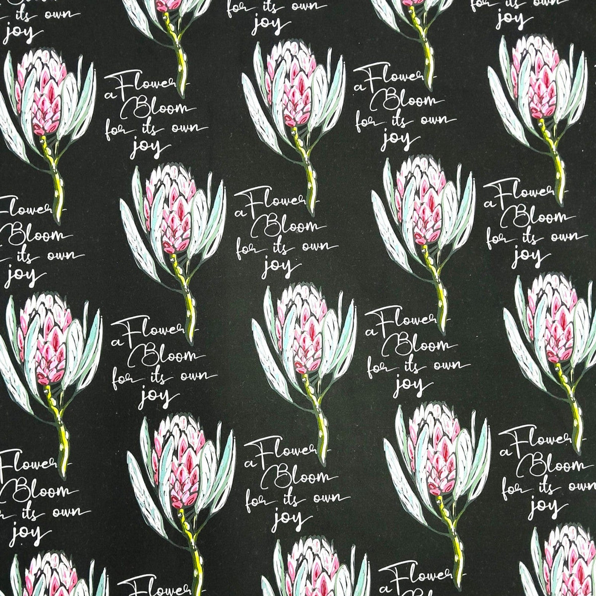 Sullies Upholstery Fabric Black Printed Protea Flowers Upholstery Velvet Fabric Collection 140 cm