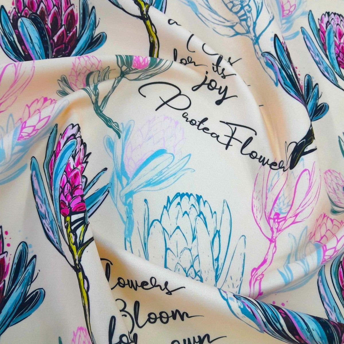Sullies Upholstery Fabric Printed Protea Flowers Upholstery Velvet Fabric Collection 140 cm