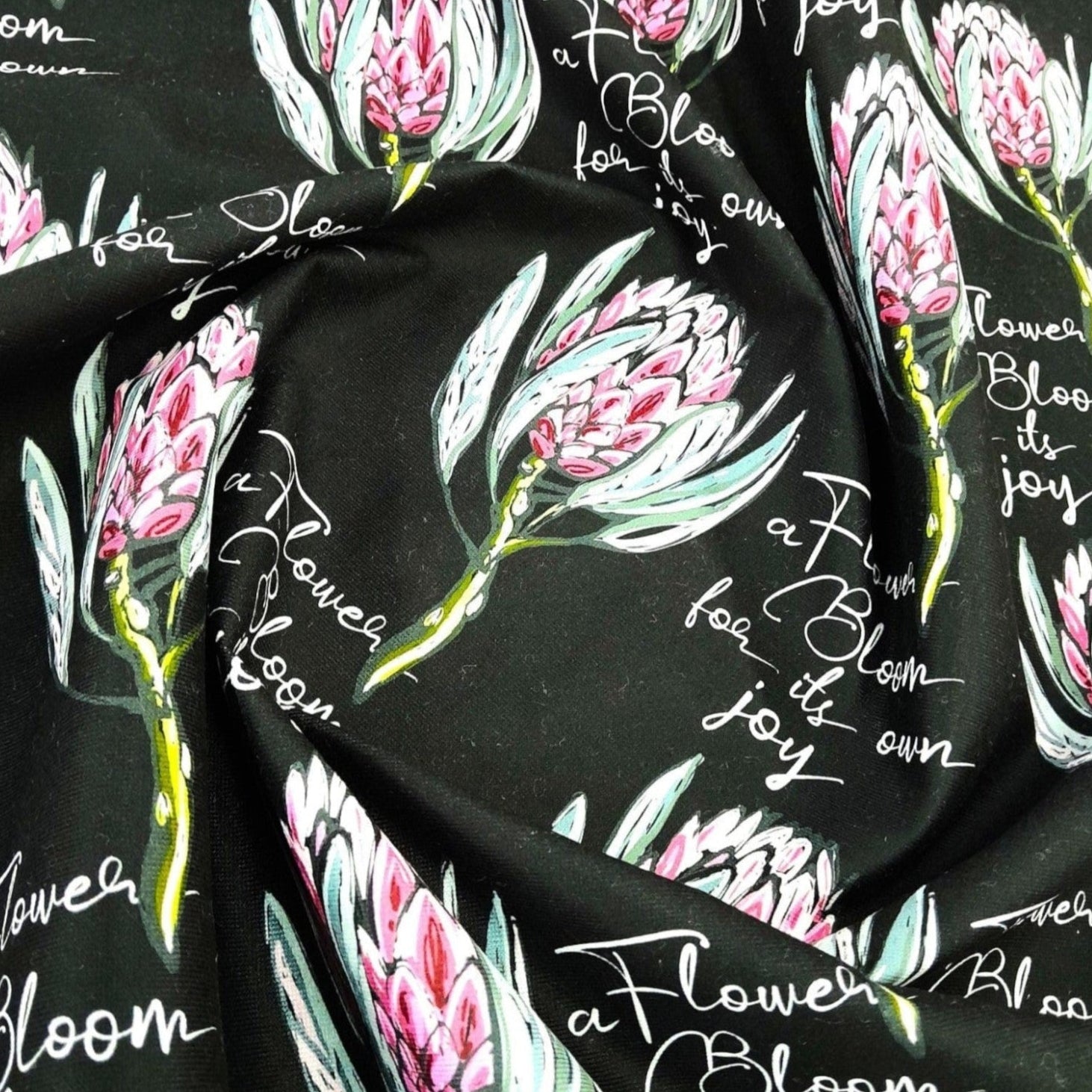 Printed Velvet Upholstery Fabric Protea Flowers  140 cm