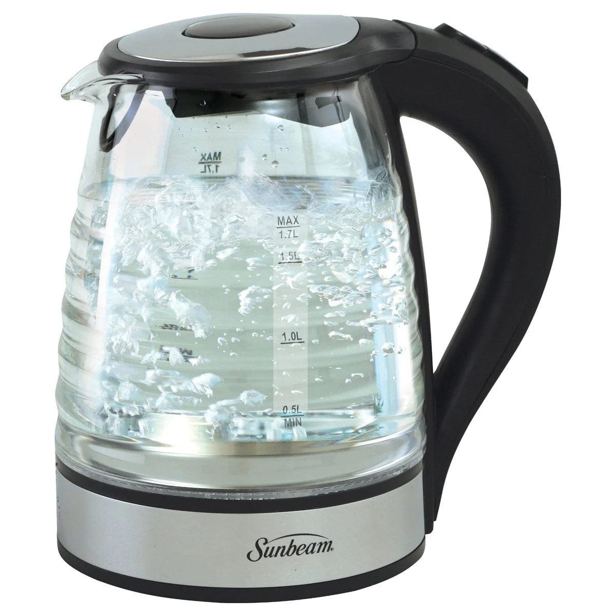 Sunbeam KETTLE Sunbeam 1.7 Litre Ribbed Glass Kettle - Black SGRK-017 (6582596141145)