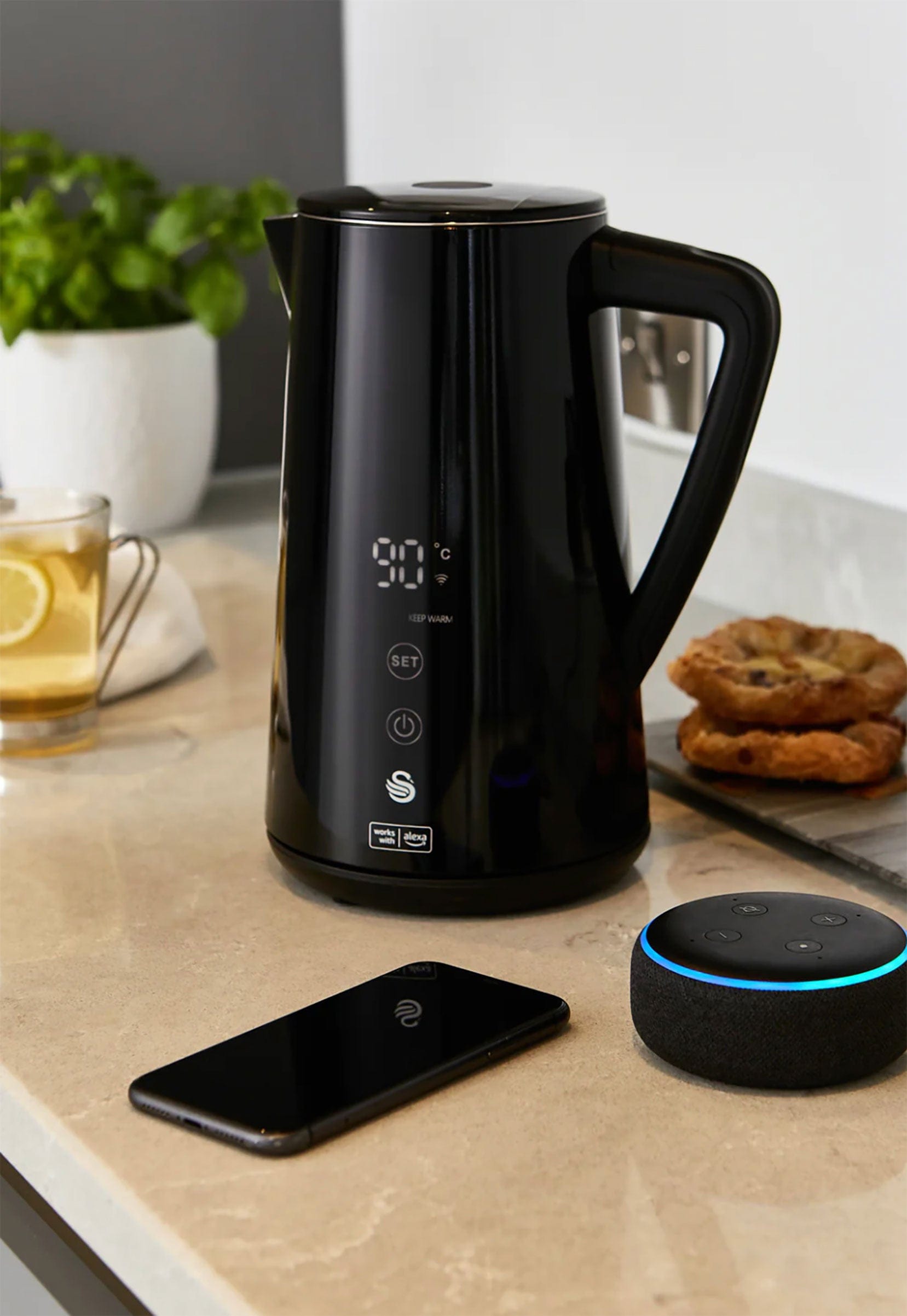 Swan KETTLE Swan Alexa Cordless Kettle SK14650BLKN (7480699289689)