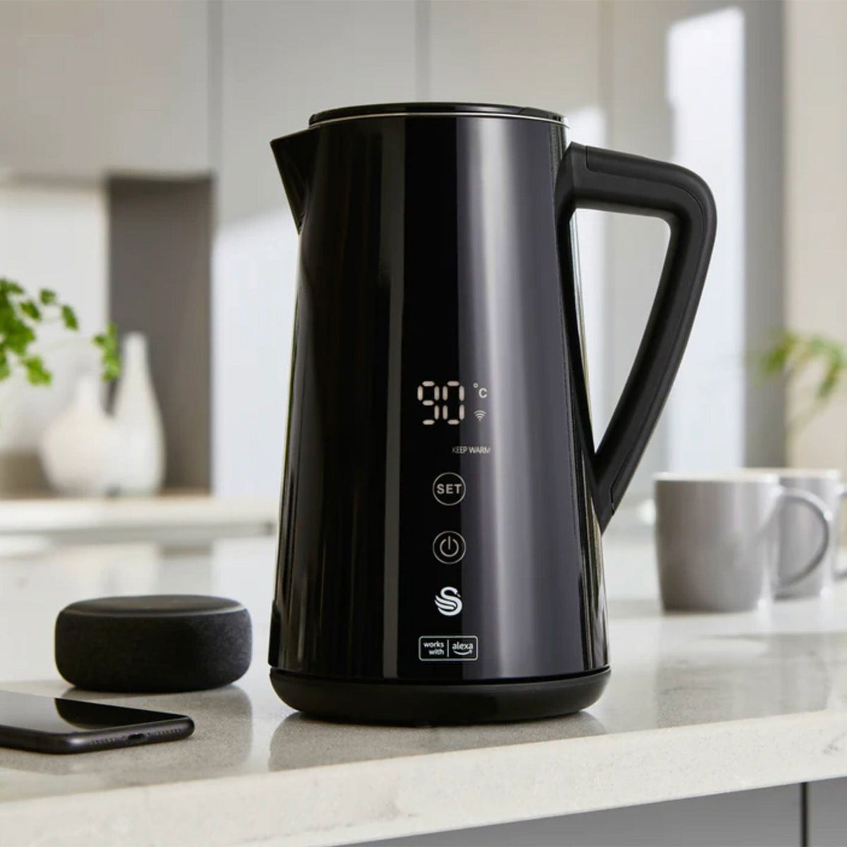 Swan KETTLE Swan Alexa Cordless Kettle SK14650BLKN (7480699289689)