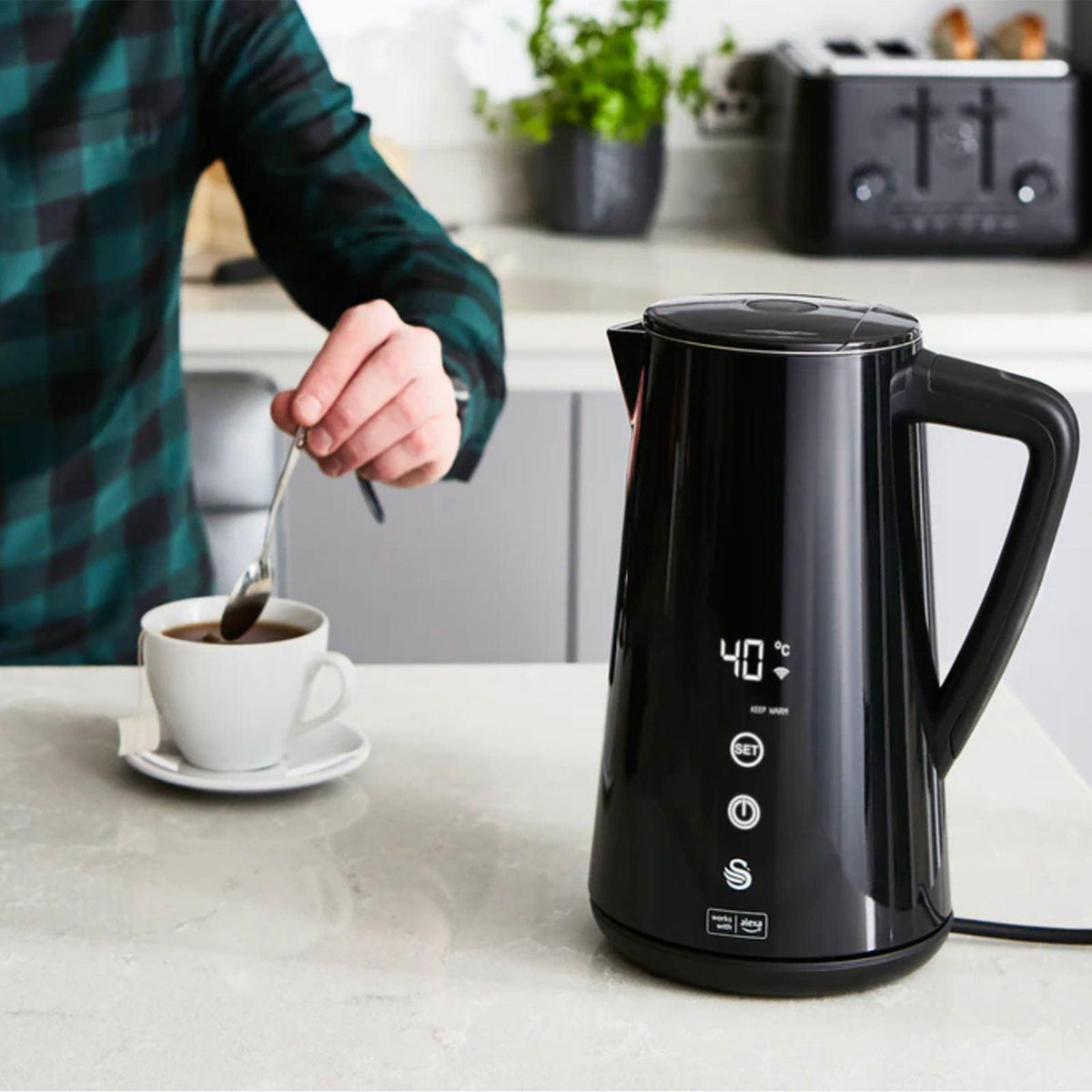 Swan KETTLE Swan Alexa Cordless Kettle SK14650BLKN (7480699289689)