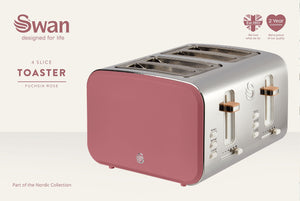 Swan KETTLE Swan Nordic Fuchsia Rose 4 Slice Toaster SNT4FR