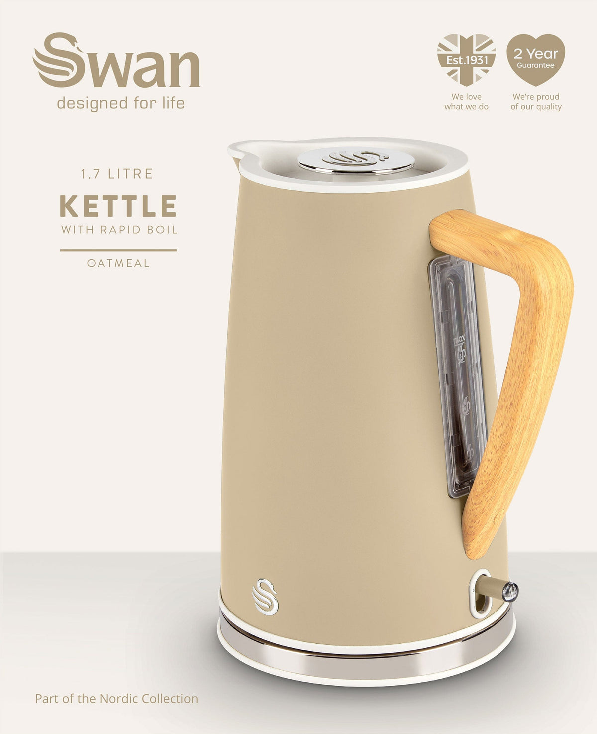 Swan KETTLE Swan Nordic Oatmeal Cordless Kettle SNK9O (7786339336281)