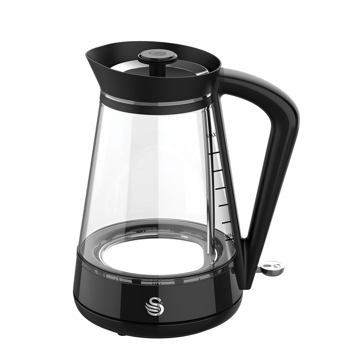 Swan TOASTER & KETTLE Swan 1,7 Litre Glass Jug Kettle Black SGK6 (7433321644121)