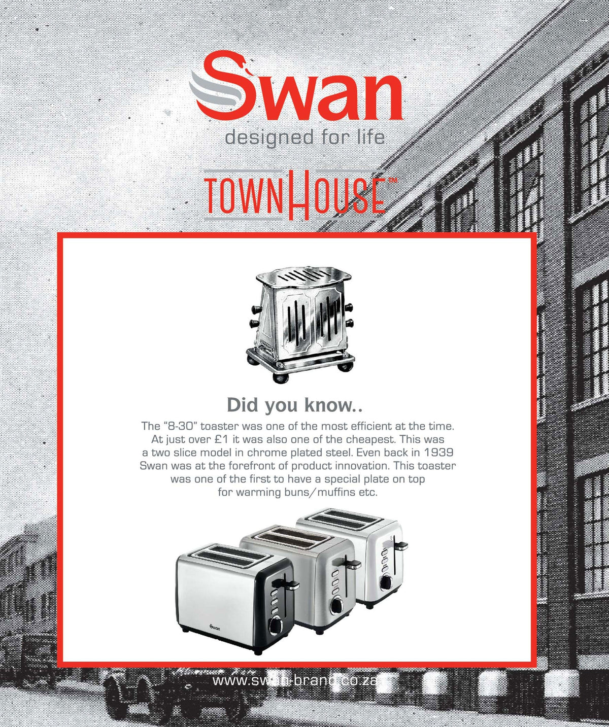 Swan TOASTER Swan Townhouse Stainless Steel Silver 2 Slice Toaster STH2S